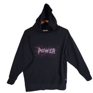 Joy Lab Womens Hoodie XS Power Black Red Embellished Cotton Poly‎ Rhinestones